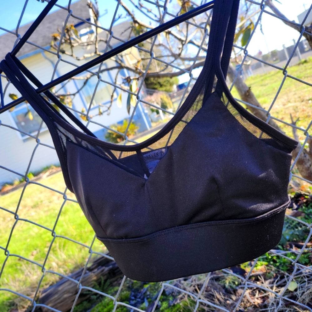 Black Mesh Sports Bra